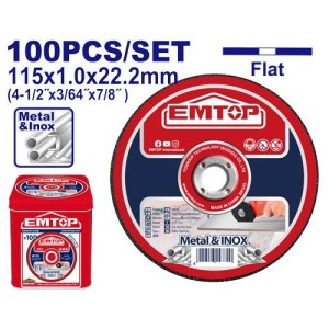 Disco EMTOP metal/inox 115MMX1.0MM 100P EACD10115100
