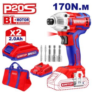 Atornillador impacto bl 20V 170NM c/bat 2X2AH ECDLIR20221 EMTOP