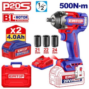 Llave impacto 20V C/BAT.2X4AH 500NM ECIWL2050 EMTOP