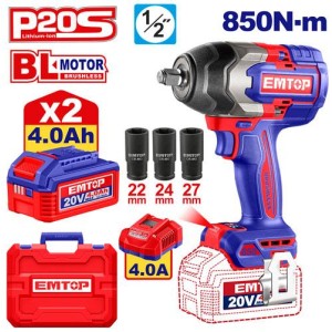 Llave impacto 20V C/BAT.2X4AH 850NM ECIWL2085 EMTOP