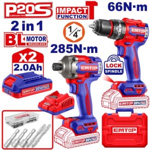 Kit taladro + ator.impacto ECKL20277 EMTOP