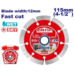 Disco diamantado c/seco segmentado 115MM EDDC011151 EMTOP