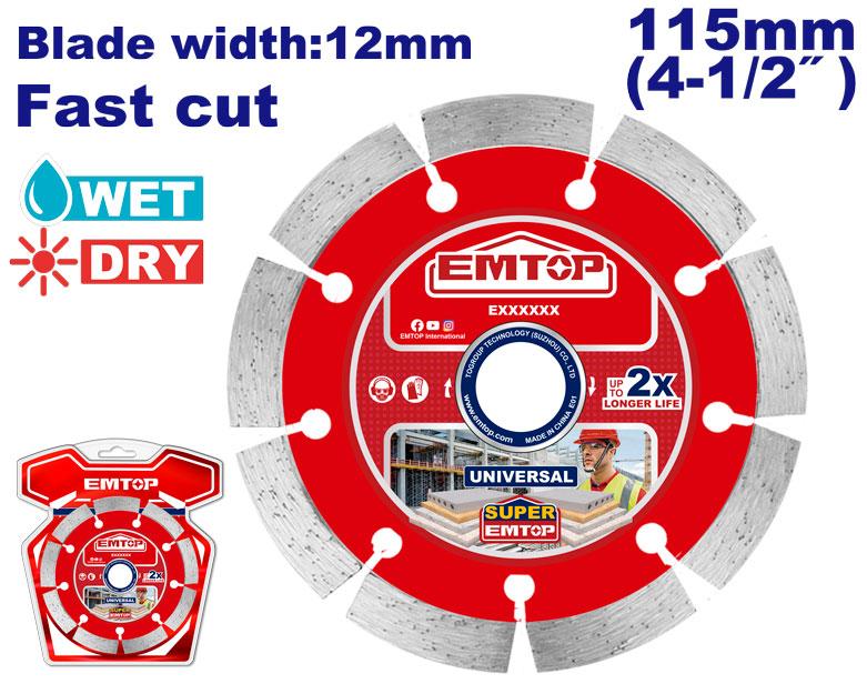 Disco diamantado c/seco segmentado 115MM EDDC011151 EMTOP