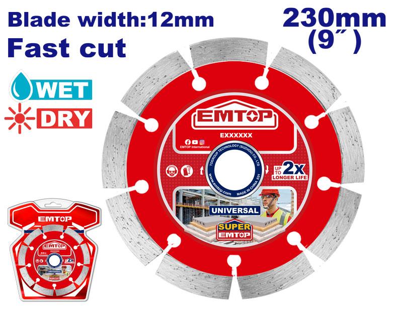 Disco diamantado c/seco segmentado 230MM EDDC012301 EMTOP