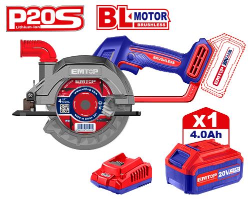Sierra circular c/bat 20V 1X4AH ELCS14021 EMTOP - Imagen 2
