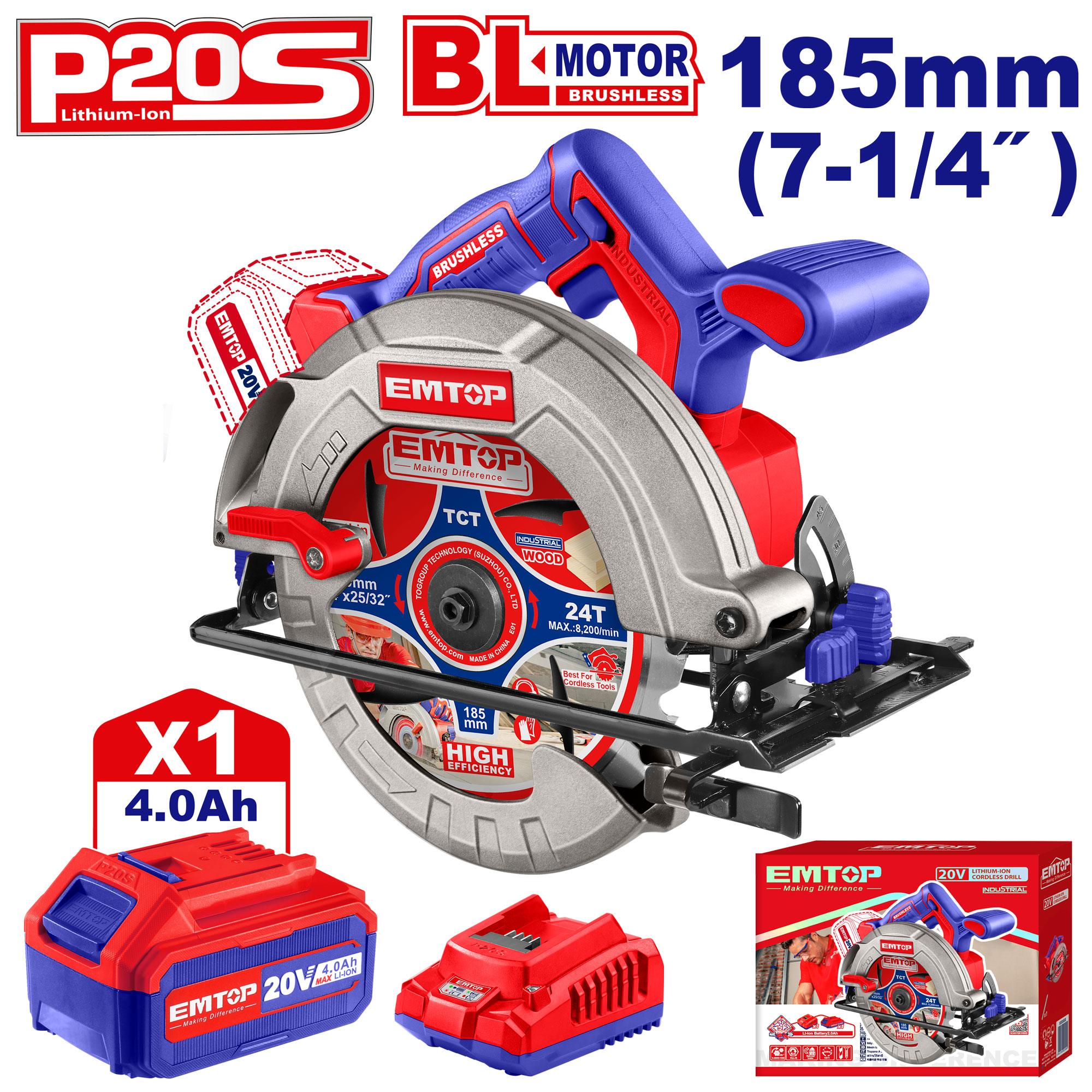 Sierra circular c/bat. 20V ELCS18511 EMTOP - Imagen 2