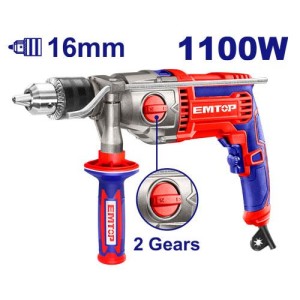 Taladro c/percutor 1100W 16MM EMDL21101 EMTOP