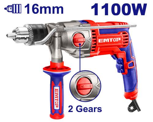 Taladro c/percutor 1100W 16MM EMDL21101 EMTOP