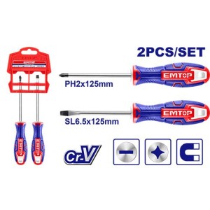 Destornillador set 2PCS.PH2X125MM+SL6.5X125MM ESST0202 EMTOP