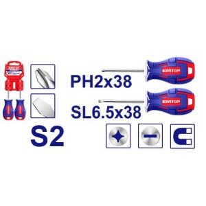 Destornillador set 2PCS. PH2X38MM + SL6.5X38MM ESST03803 EMTOP