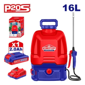 Pulverizador 16LT mochila 20V C/BAT.1X2AH ESPLI20162 EMTOP