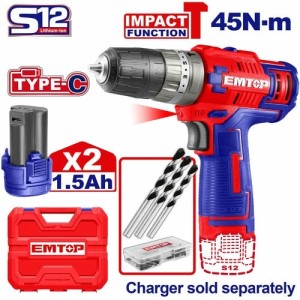 Taladro ator.imp.bat usb 12V ECIDL12620 45NM