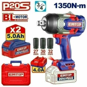Llave impacto 20V c/bat 2X5AH 1350NM ECIWL20135 EMTOP