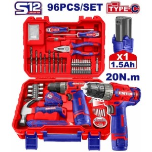Taladro ATORN.12V set 96PCS c/caja EEDK09601 EMTOP