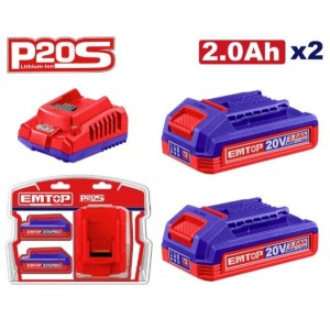 Combo 20V 2 bat. 2Ah + cargad. ELBCPK2212 EMTOP