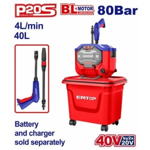 Hidrolavadora 40V(2X20V) s/bat 80 bar ELPW4055061 EMTOP