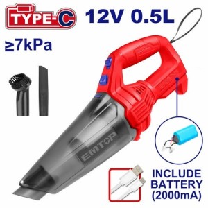 Aspiradora recarg. 12V 0.5LT ELVC2026 EMTOP