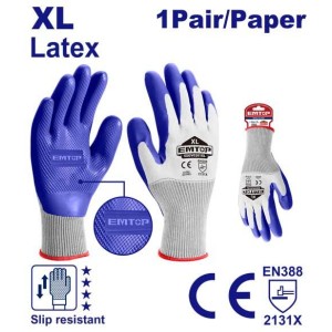 Guante latex palma azul EXGV0201XL EMTOP
