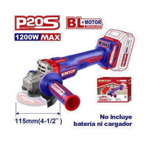 Amoladora ANG.115MM bl 20V s/bat 1200W ELAG221153 EMTOP