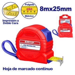 Cinta metrica 8MTX25MM EMTP3825 EMTOP